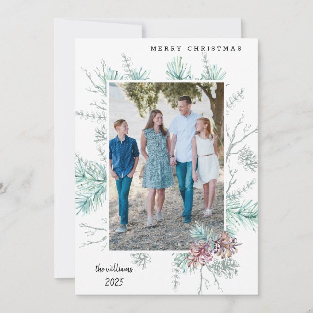 Cartão de Férias de Folhagem de Natal (Frente)