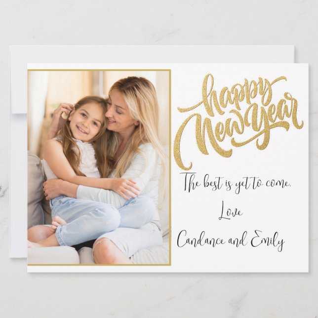 Cartão de Férias de Foto de Ano Novo Feliz (Frente)