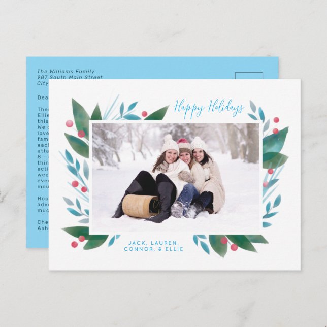 Cartão de Férias de Foto de Galho de Inverno e Bag (Frente/Verso)