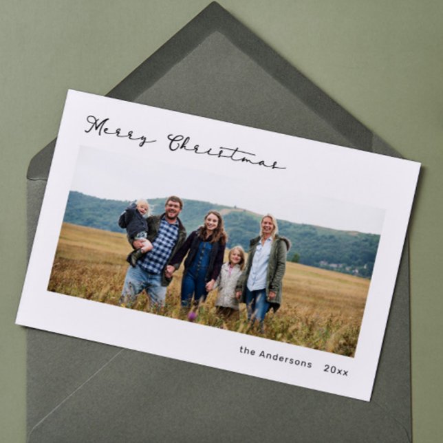 Cartão de Férias de Foto de Script Moderno Minimal (Criador carregado)