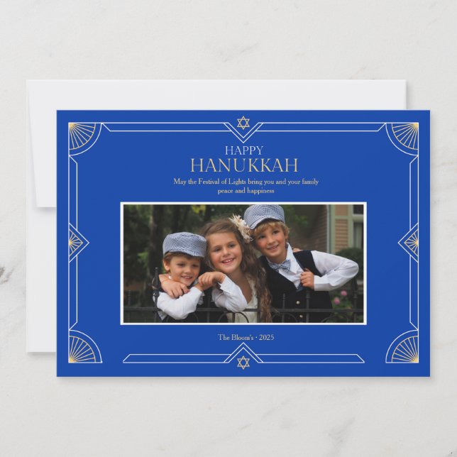 Cartão de Férias de Foto do Hanukkah Feliz (Frente)