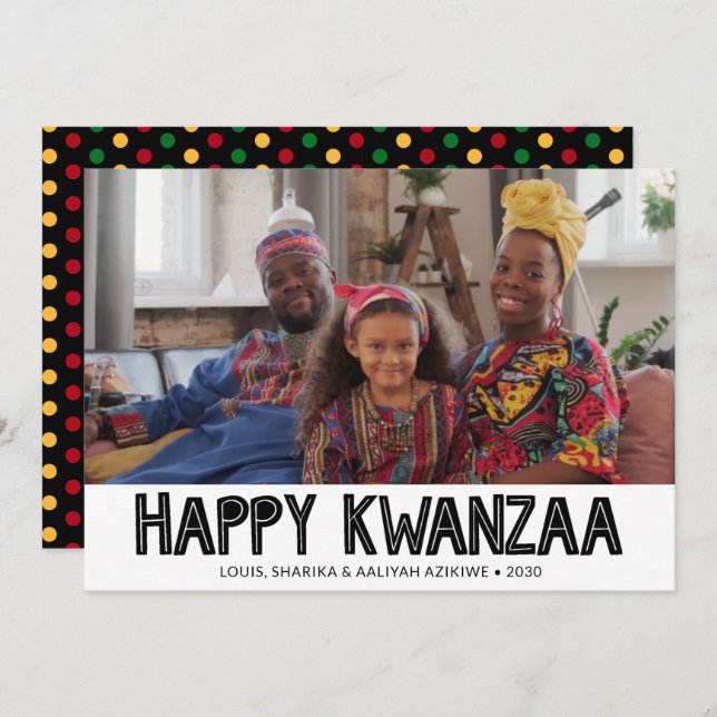 Cartão de Férias de Foto do Kwanzaa Feliz (Frente/Verso)