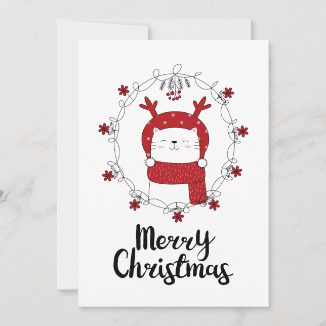 CARTÃO DE FÉRIAS DE FOTO | Feliz Natal Rena Gato (Frente)