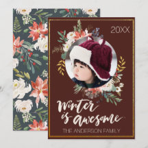 Cartão de Férias de Foto Floral Incrível de Invern