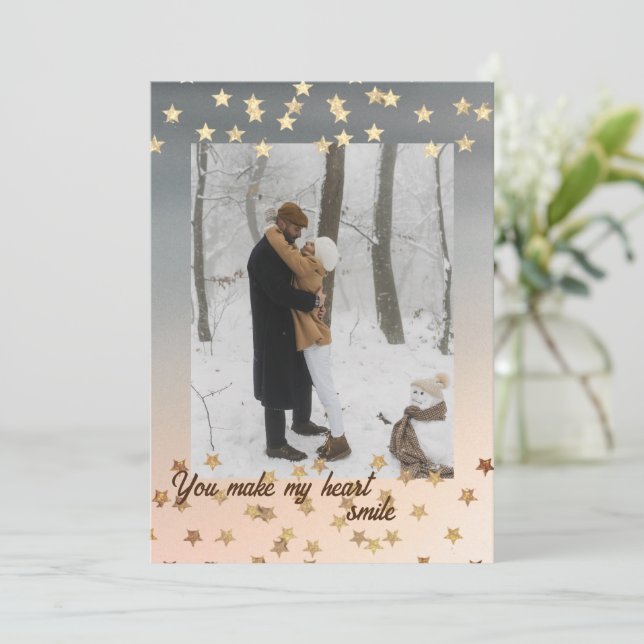 Cartão de Férias de Fotos do ouro Moderno (Em pé/Frente)