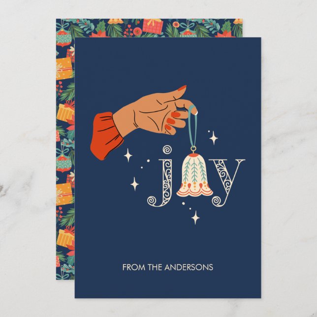 Cartão de Férias de Joy do enfeites de natal (Frente/Verso)