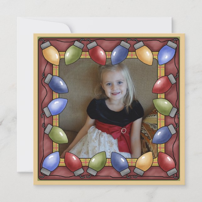 Cartão de Férias de Luzes de Natal Personalizado (Frente)