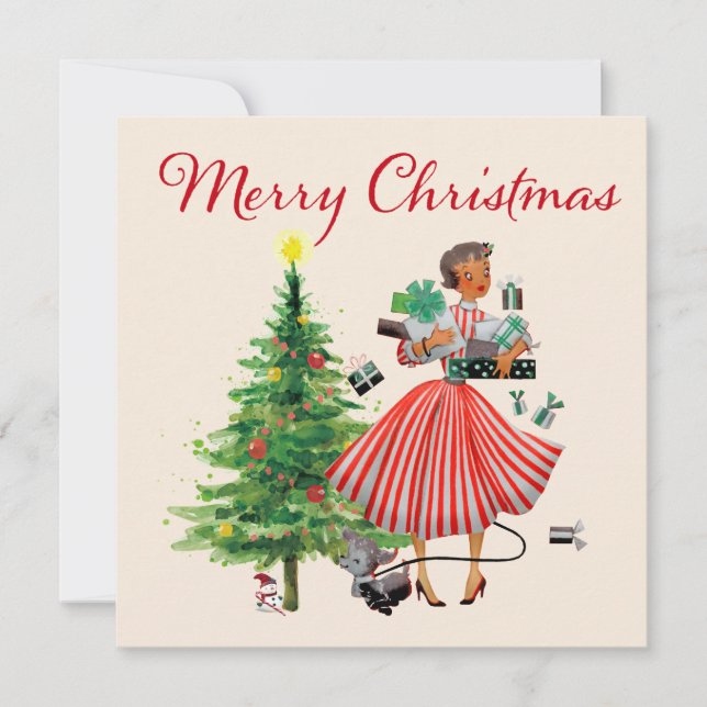 Cartão de Férias de Natais vintages 1950 (Frente)