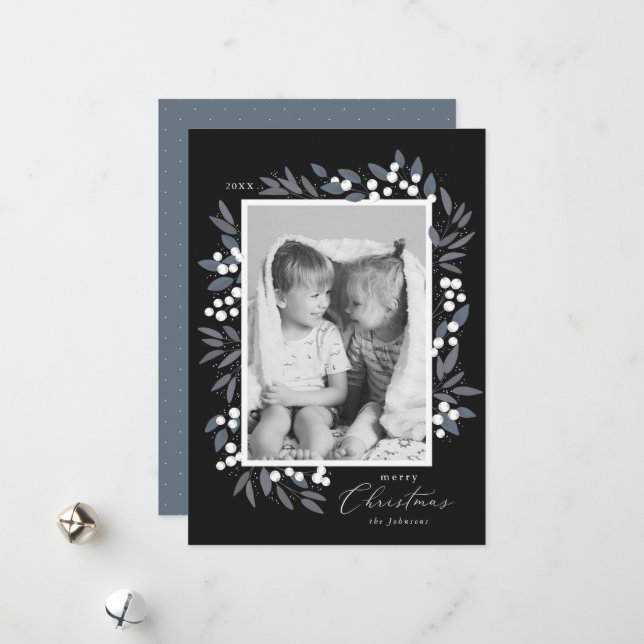 Cartão de Férias de Natal Berries (Frente/Verso In Situ)