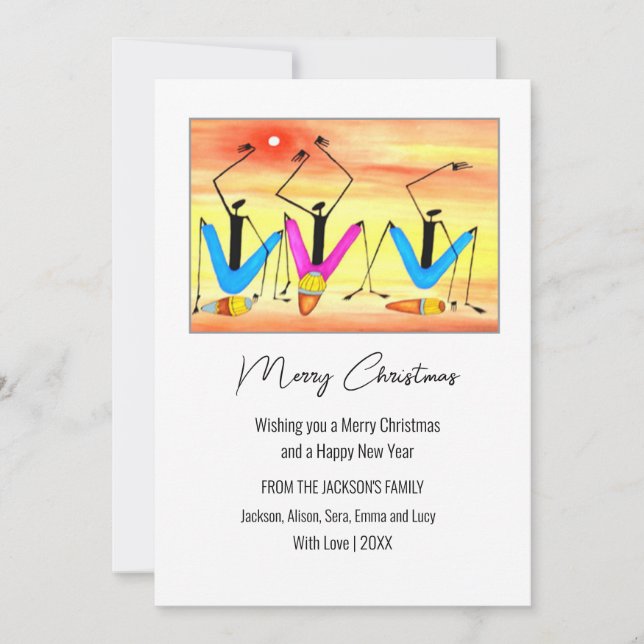 Cartão de Férias de Natal bonito e feliz (Frente)