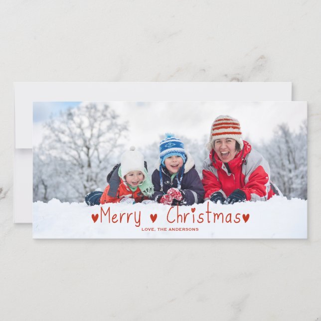 Cartão de Férias de Natal Bonito | Vermelha (Frente)