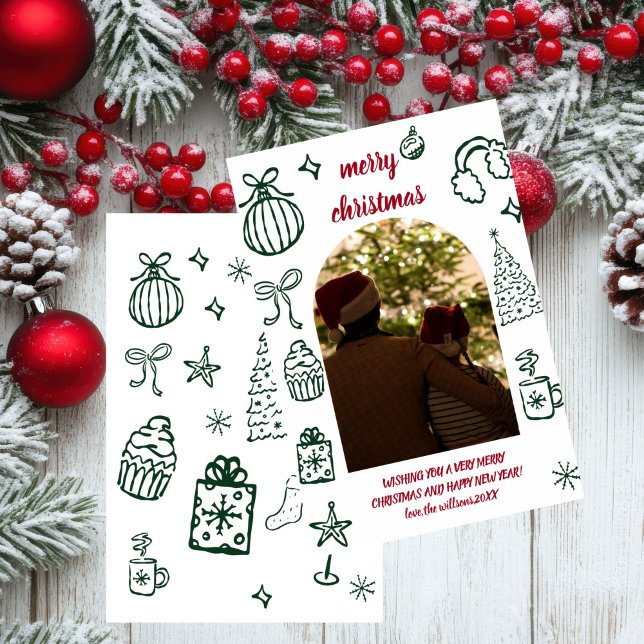 Cartão de Férias de Natal com Arco Retro Caprichos (Criador carregado)