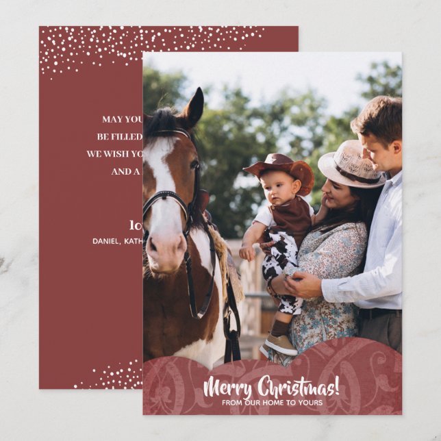 Cartão de Férias de Natal com Imagem de Filigree d (Frente/Verso)