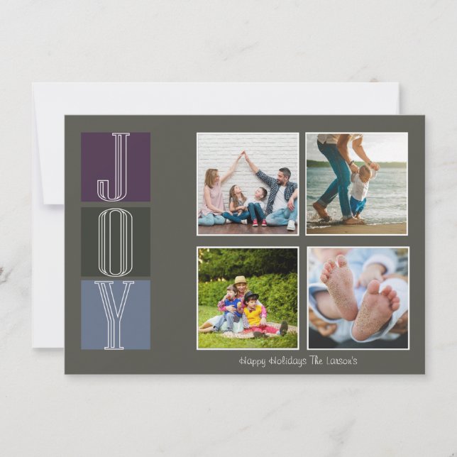 Cartão de Férias de Natal com Letra em Bloco (Frente)