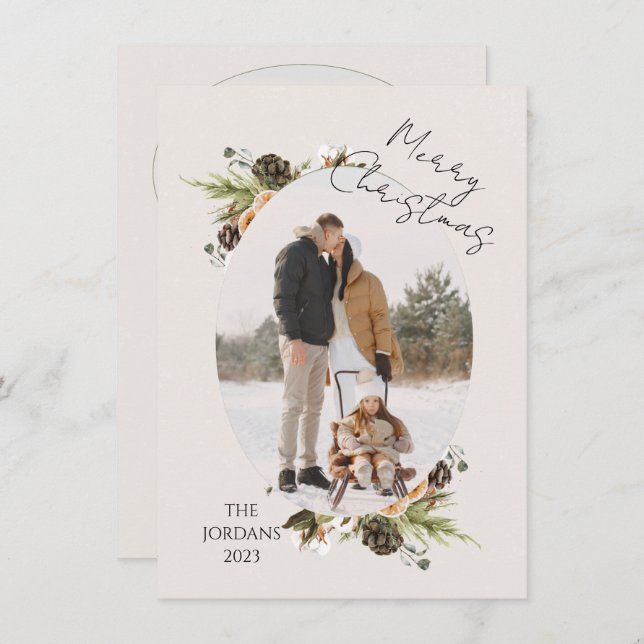 Cartão de Férias de Natal Cone Branches (Frente/Verso)