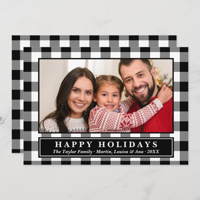 Cartão de Férias de Natal da Xadrez de Buffalo Neg (Frente/Verso)
