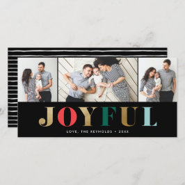 Cartão de Férias de Natal de 3 Fotografias Joyful