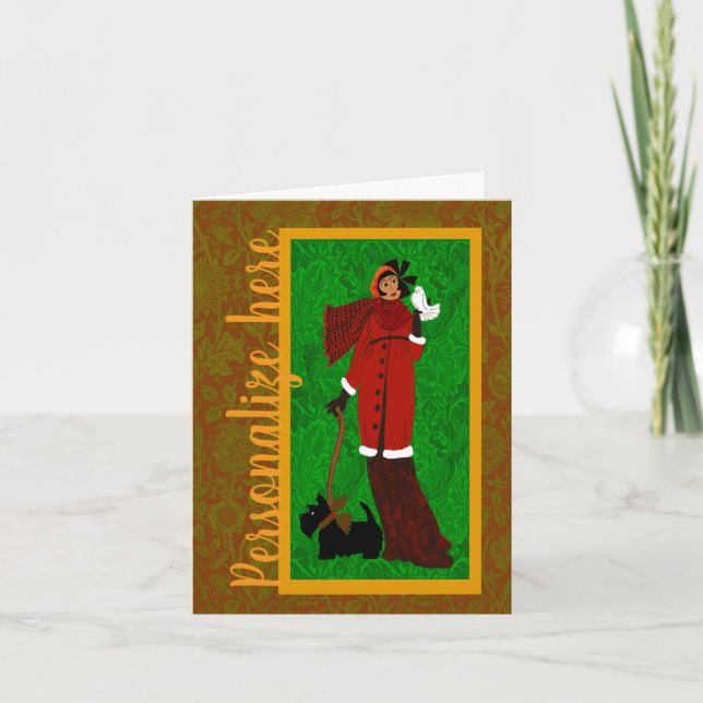 Cartão de Férias de Natal do Estilo Art Nouveau (Frente)