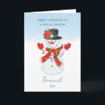 Cartão de Férias de Natal do Nephew Snowman<br><div class="desc">Joyful Snowman te deseja um Feliz Natal</div>