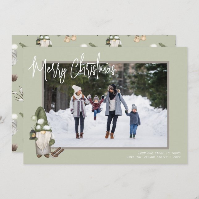 Cartão de Férias de Natal dos Gnomos (Frente/Verso)