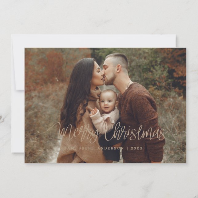 Cartão de Férias de Natal Dourado (Frente)