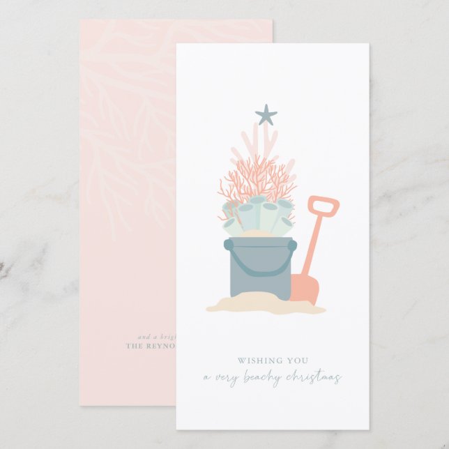 Cartão de Férias de Natal em Praia da praia, na co (Frente/Verso)