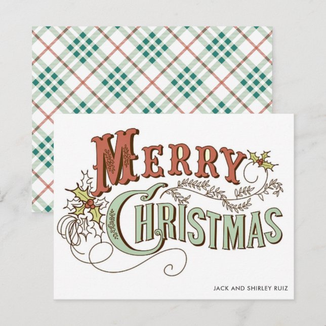 Cartão de Férias de Natal Feliz (Frente/Verso)