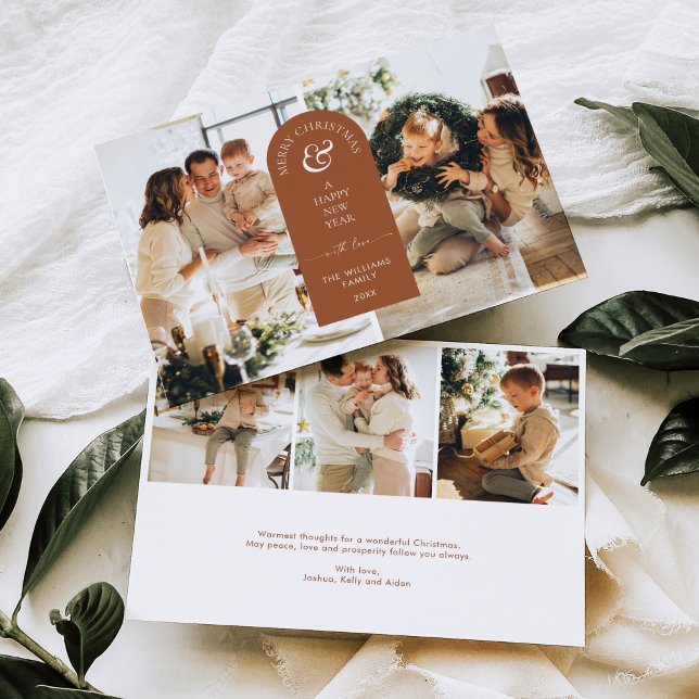 Cartão de Férias de Natal Feliz de Arco Moderno (Criador carregado)