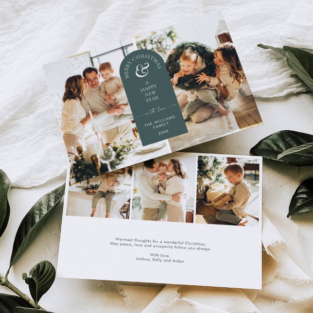 Cartão de Férias de Natal Feliz de Arco Moderno (Criador carregado)