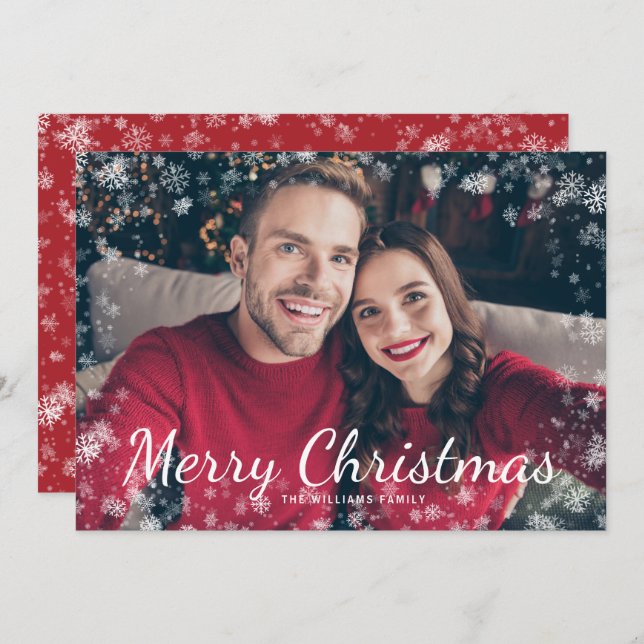 Cartão de Férias de Natal Feliz para a Neve (Frente/Verso)