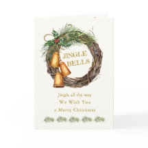 Cartão de Férias de Natal Holly Pine Jingle Bells
