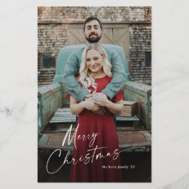 Cartão de Férias de Natal Merry Script de Orçament