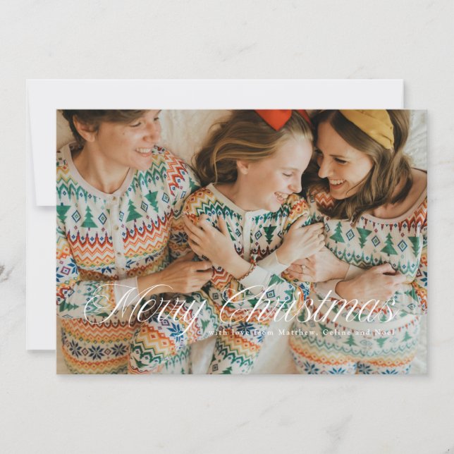 Cartão de Férias de Natal Merry Script Simples (Frente)