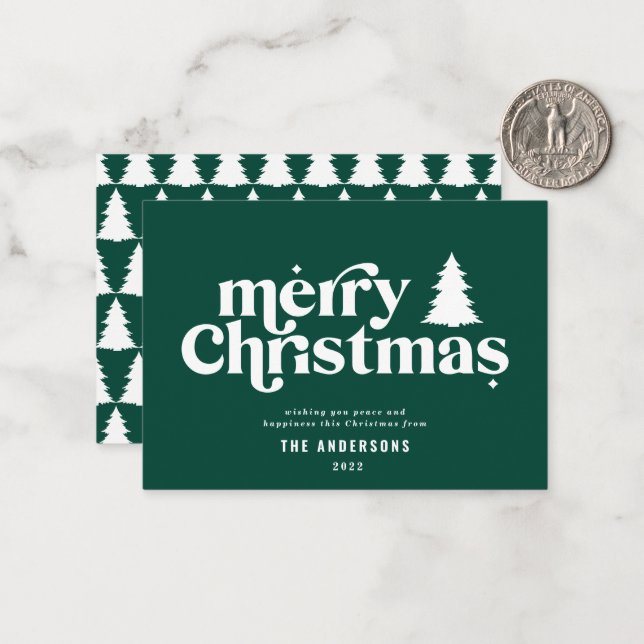 Cartão de Férias de Natal Merry sem foto (Frente/Verso In Situ)