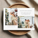 Cartão de Férias de Natal Moderno<br><div class="desc">O cartão de Natal moderno apresenta 2 fotos na parte frontal e 1 foto no tamanho do cheio na parte traseira.</div>
