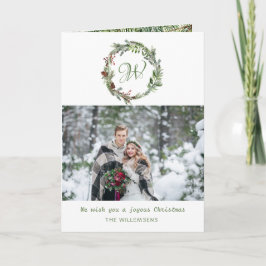 Cartão de Férias de Natal Monograma Pine Wreath