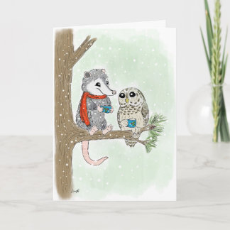 Cartão de Férias de Natal para Amigos da Woodland