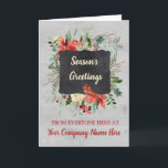 Cartão de Férias de Natal para Funcionários da Vin<br><div class="desc">Cartão de cartões de natal comercial para funcionários e funcionarios com flores de aquarela vintage e padrões cardeais,  de chalkboard e de madeira,  deseje aos seus funcionários um sucesso nesta temporada de festas com este elegante cartão de saudação.</div>