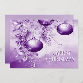 Cartão de Férias de Natal para Ornações Púrpuras