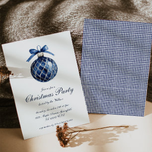 Cartão de Férias de Natal para Ornamento Azul Trad