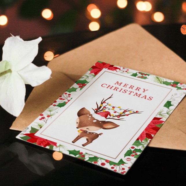 Cartão de Férias de Natal para Reindeer minimalist (Minimalistic Reindeer Christmas Holiday Card 2)