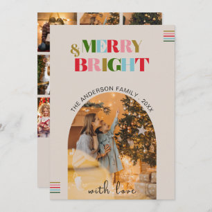 Cartão de Férias de Natal para Retro feliz e Brilh