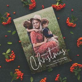 Cartão de Férias de Natal Simples com Script Moder