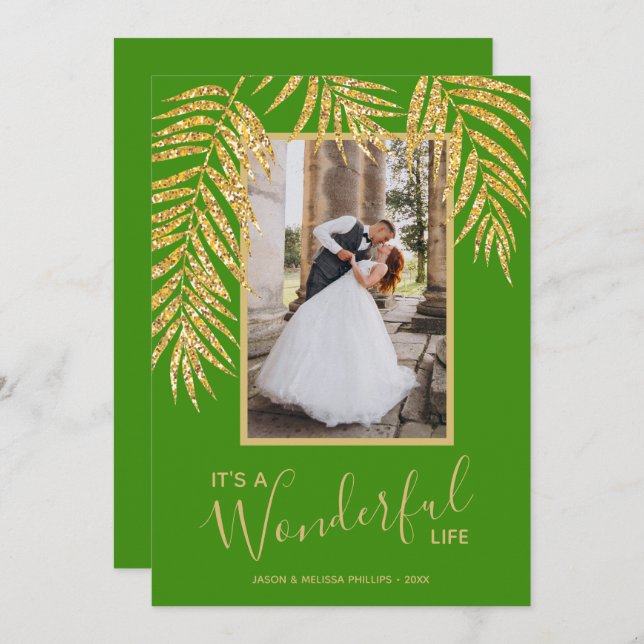 Cartão de Férias de Natal Tropical Palm (Frente/Verso)