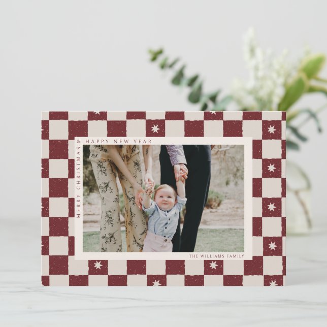 Cartão de Férias de Natal Verificado (Em pé/Frente)