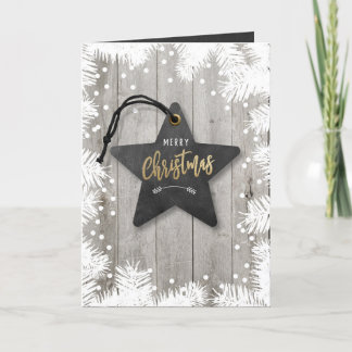 Cartão de Férias de Negócios com Neve de Madeira R