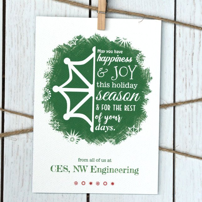 Cartão de Férias de Neve Verde Natal (Green Logo, Bright Green Company Holiday Cards, Green Christmas Bulk Order Card Templates)