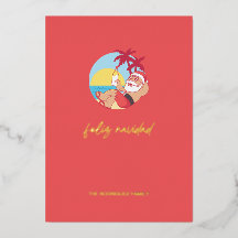 Cartão de Férias de Papais noeis Feliz Navidad