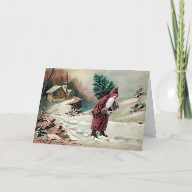 Cartão de Férias de Papais noeis Ímpar Vintage (Frente)