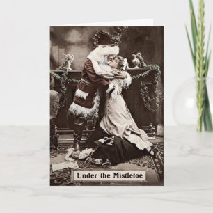 Cartão de Férias de Papais noeis Inadequado Vintag